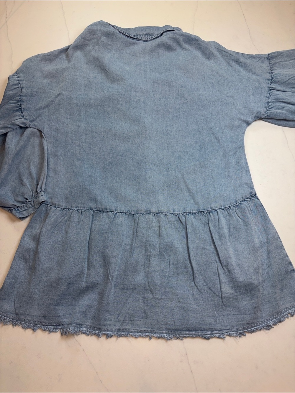 Light Wash Denim Button-Front Dress - Picture 3 of 4